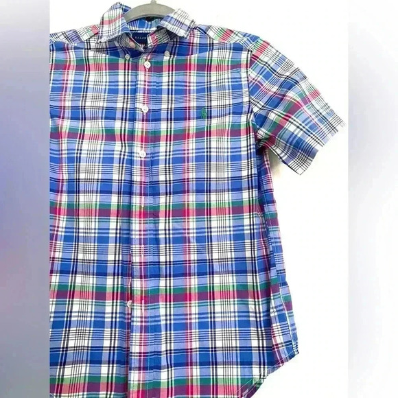 Ralph Lauren Plaid Kids Button Down Short Sleeve Shirt, 10-12M - Picture 2 of 4